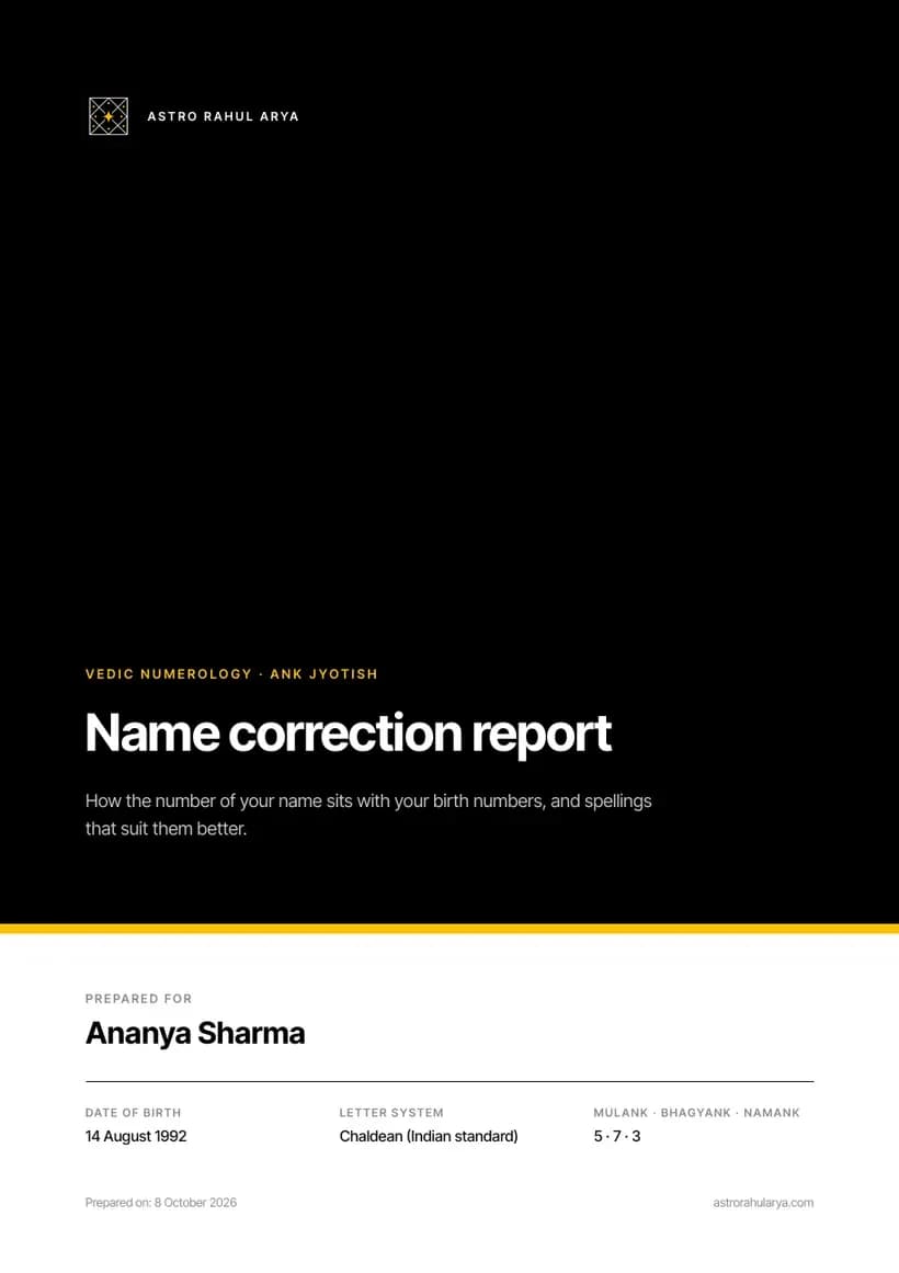 Cover of the Name correction report PDF