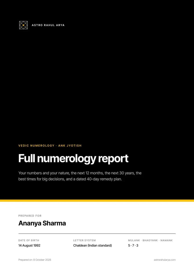 Cover of the Full numerology report PDF