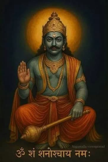 Traditional Shani Dev painting for Saturn mantra and remedies